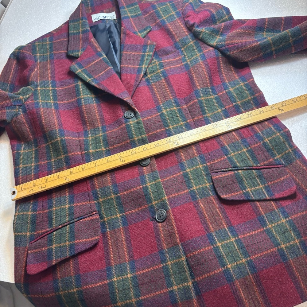 Vintage White Stag Women’s Size 16 Wool Blend Tartan Plaid Lined Blazer Jacket - Picture 6 of 11